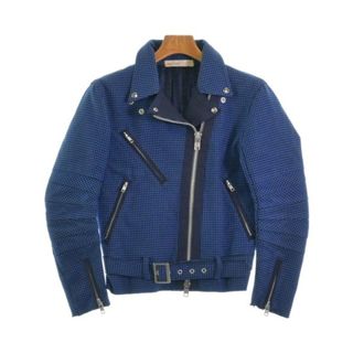 サカイラック(sacai luck)のsacai luck サカイラック ライダース 1(S位) 青x黒(千鳥格子) 【古着】【中古】(ライダースジャケット)