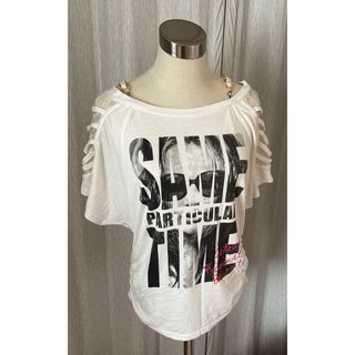 プリント柄 Tシャツ カットソー トップス ホワイト(Tシャツ(半袖/袖なし))