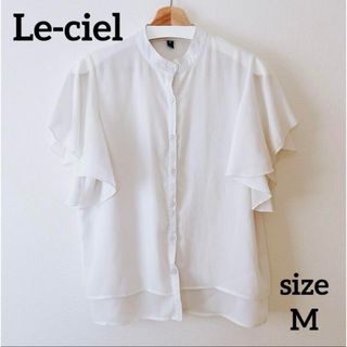 size Ｍ☆Le-ciel ラッフルスリーブシフォンブラウス(シャツ/ブラウス(半袖/袖なし))