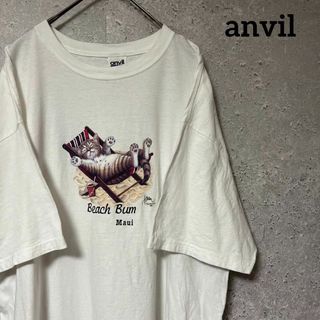 Anvil - anvil アンビル Tシャツ 半袖 マウイ島 サーフ アニマル キャット XL