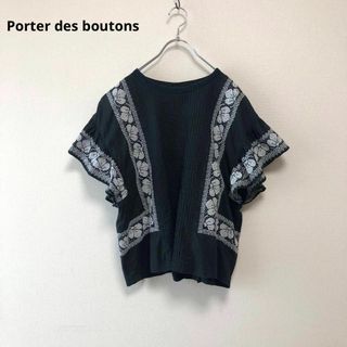 Porter des boutons★ポルテデブトン★ピンタック★刺繍★ブラウス(シャツ/ブラウス(半袖/袖なし))