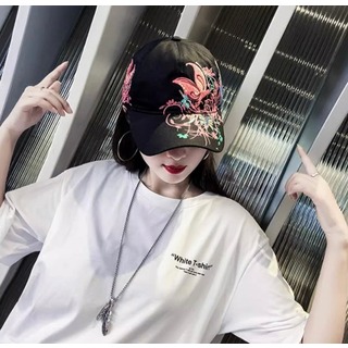 5【大人気】刺繍 キャップ 帽子 レディース オルチャン韓国 黒 ブラック(キャップ)