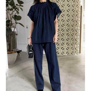 アメリヴィンテージ(Ameri VINTAGE)のAmeri TUCK SHOULDER DENIM SET UP(オールインワン)