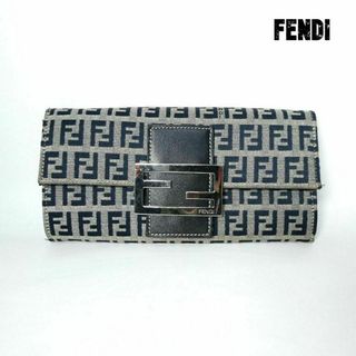 FENDI - 良品 綺麗 FENDI マンマ ズッカ柄 キャンバス 二つ折り 長財布