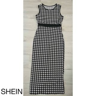 SHEIN＊千鳥格子柄ロングワンピース