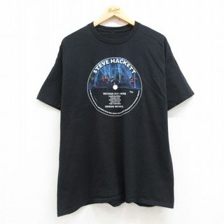 XL★古着 半袖 ロック バンド Tシャツ メンズ スティーヴハケット 大きいサイズ クルーネック 黒 ブラック 24may25 中古(Tシャツ/カットソー(半袖/袖なし))