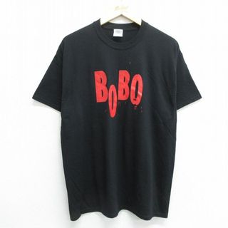 L★古着 半袖 ビンテージ Tシャツ メンズ 00年代 00s BOBO クルーネック 黒 ブラック 24may25 中古(Tシャツ/カットソー(半袖/袖なし))