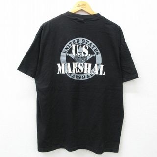 ヘインズ(Hanes)のXL★古着 ヘインズ Hanes 半袖 ビンテージ Tシャツ メンズ 00年代 00s USマーシャル 大きいサイズ コットン クルーネック 黒 ブラック 24may25 中古(Tシャツ/カットソー(半袖/袖なし))