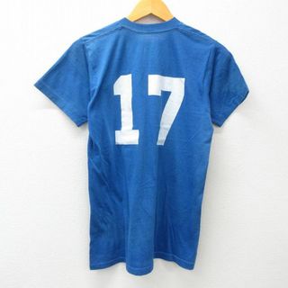 M★古着 半袖 ビンテージ Tシャツ メンズ 80年代 80s DOT 17 クルーネック 青 ブルー 24may25 中古(Tシャツ/カットソー(半袖/袖なし))