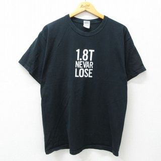 XL★古着 半袖 ビンテージ Tシャツ メンズ 00年代 00s NEVAR LOSE コットン クルーネック 黒 ブラック 24may25 中古(Tシャツ/カットソー(半袖/袖なし))