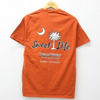 M★古着 半袖 ビンテージ Tシャツ メンズ 00年代 00s ヤシの木 Life コットン クルーネック オレンジ系 24may25 中古(Tシャツ/カットソー(半袖/袖なし))