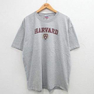 チャンピオン(Champion)のXL★古着 チャンピオン champion 半袖 ビンテージ Tシャツ メンズ 00年代 00s ハーバード 大きいサイズ クルーネック グレー 霜降り 24may25 中古(Tシャツ/カットソー(半袖/袖なし))