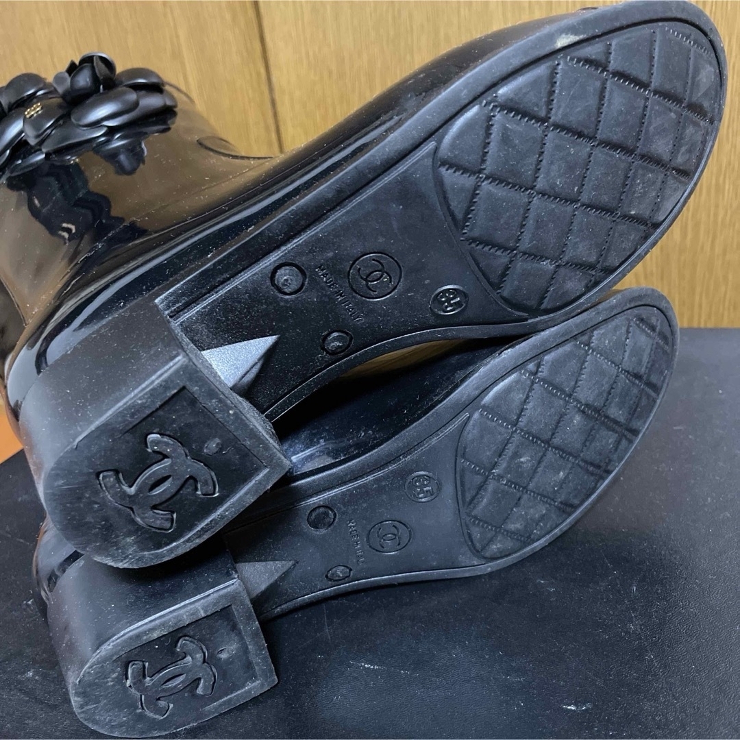 シャネル CHANEL カメリア ココマーク レインブーツ 35 シャネル CHANEL カメリア ココマーク レインブーツ 35