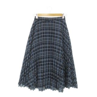 ロペピクニック(Rope' Picnic)のロペピクニック スカート プリーツ ミモレ ロング チェック 総柄 38 紺 青(ロングスカート)