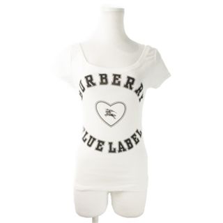 バーバリーブルーレーベル(BURBERRY BLUE LABEL)のバーバリーブルーレーベル Tシャツ カットソー 半袖 ロゴ ハート 38 白(Tシャツ(半袖/袖なし))