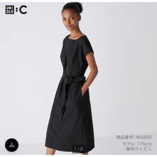 UNIQLO - UNIQLO ユニクロ　ドロスト　リボン　コットン　コクーンワンピース　ブラック