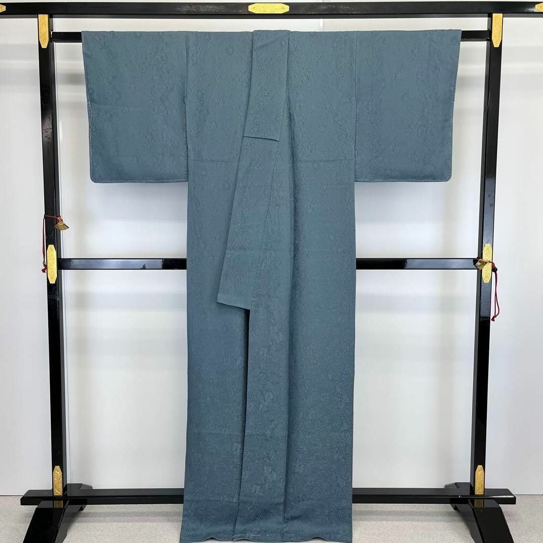 色無地 伝彩草木染 辻が花 古典文様 丹後縮緬 藍砥茶色 K-3724 色無地 伝彩草木染 辻が花 古典文様 丹後縮緬 藍砥茶色 K-3724