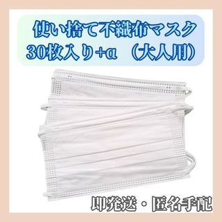 お掃除や花粉症対策・介護時などに【大人用】不織布ホワイトマスク30枚入