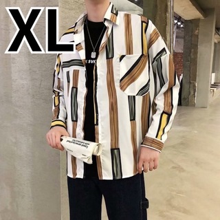 【XLサイズ】メンズ　ストリート　シャツ　派手　韓国　ビッグサイズ　白(シャツ)