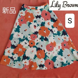 リリーブラウン(Lily Brown)のリリーブラウン Lily Brown レディース フレアスカート 花柄 S 新品(ひざ丈スカート)