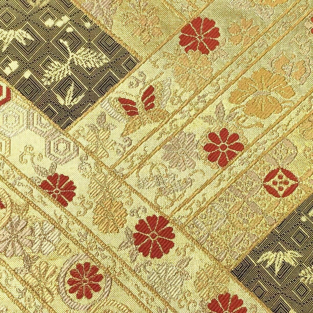 袋帯 慶長宝尽文 純金箔全通 花草模様 宝尽くし 金色 O-3585 袋帯 慶長宝尽文 純金箔全通 花草模様 宝尽くし 金色 O-3585