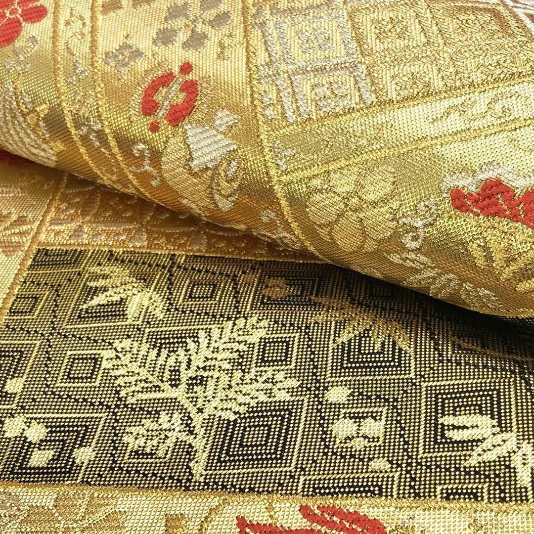 袋帯 慶長宝尽文 純金箔全通 花草模様 宝尽くし 金色 O-3585 袋帯 慶長宝尽文 純金箔全通 花草模様 宝尽くし 金色 O-3585
