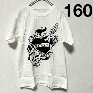 ● Tattoo柄 ハート ハット スカル フラワー ソード Tシャツ 160●(Tシャツ/カットソー)