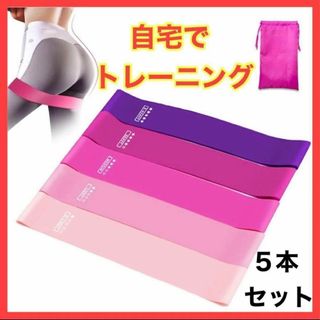 トレーニングチューブ エクササイズバンド 5本セット 収納袋付き(トレーニング用品)