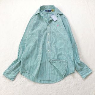 ラルフローレン(Ralph Lauren)のタグ付き未使用♡ ラルフローレン　長袖　シャツ　ストライプ　ポニー刺繍　緑×白(シャツ/ブラウス(長袖/七分))