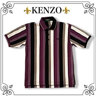 KENZO - 【新品】KENZO GOLF メンズ ポロシャツ ストライプ アシンメトリー 