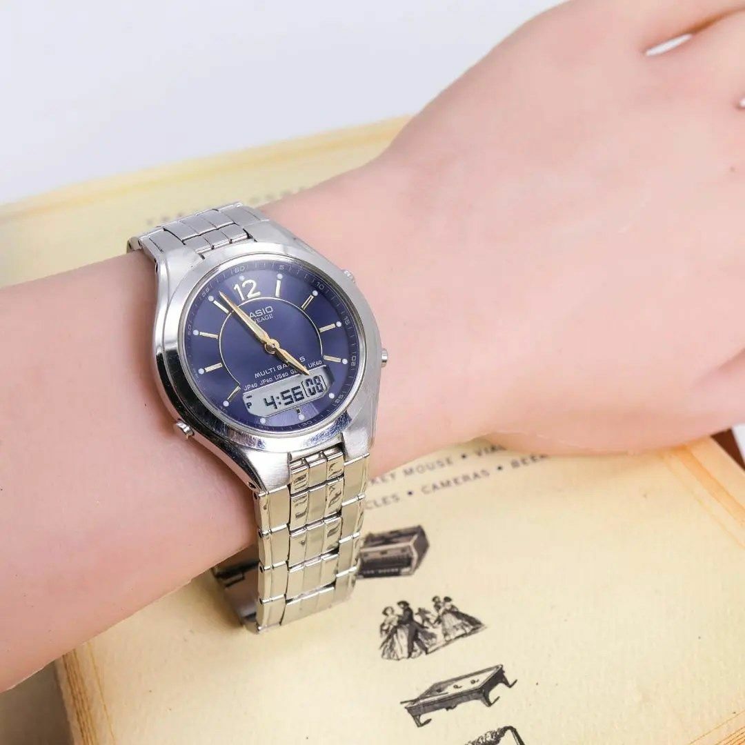 CASIO(カシオ)の◆希少 稼働 CASIO LINEAGE 腕時計 ネイビー 電波ソーラー ライト メンズの時計(腕時計(アナログ))の商品写真