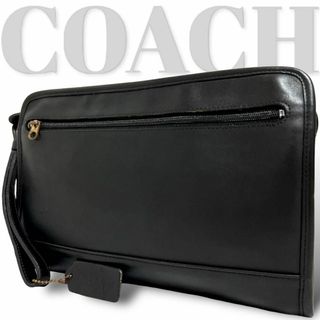 コーチ(COACH)の美品　オールドコーチ　クラッチバッグ　セカンドバッグ　レザー 黒　ブラック(セカンドバッグ/クラッチバッグ)