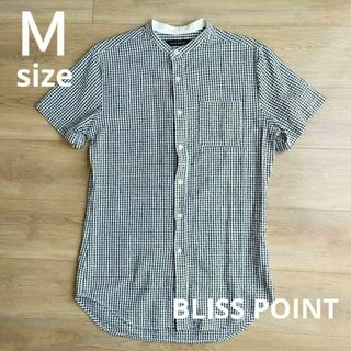 ブリスポイント(BLISS POINT)のブリスポイント　チェック　半袖　シャツ　Ｍ　ノーカラー　襟なし　ギンガムチェック(シャツ/ブラウス(半袖/袖なし))