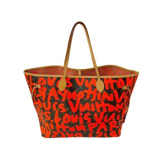 ルイヴィトン(LOUIS VUITTON)のLOUIS VUITTON ルイヴィトン モノグラムグラフィティ ネヴァーフルGM トートバッグ M93702 ブラウン オレンジ 美品 中古 64180(ハンドバッグ)