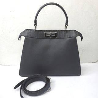 FENDI - フェンディ トートバッグ 2Way ピーカブー ISeeU ミディアム グレー/シルバー金具 Ft605311 中古