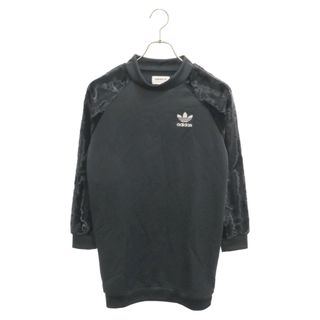 アディダス(adidas)のadidas アディダス クルーネック長袖ワンピース スウェットシャツドレス レディース ブラック AY6597(ひざ丈ワンピース)