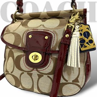 コーチ(COACH)の美品 コーチ 2way　ショルダーバッグ　ハンドバッグ　ターンロックエナメル(ショルダーバッグ)