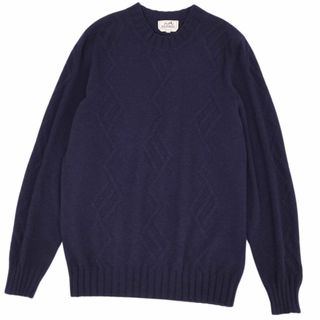 エルメス(Hermes)の美品 エルメス HERMES ニット セーター 21AW ロングスリーブ 長袖 カシミヤ100％ トップス メンズ XL ネイビー(ニット/セーター)