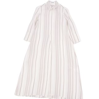 ジルサンダー(Jil Sander)の美品 ジルサンダー JIL SANDER ワンピース シャツワンピース ロングスリーブ ストライプ柄 スカート レディース 34(ひざ丈ワンピース)