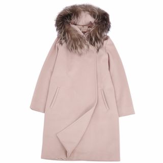 マックスマーラ(Max Mara)の美品 マックスマーラ Max Mara STUDIO コート フード付き 襟フォックスファー ロングコート ウール アウター JI42ピンク(その他)