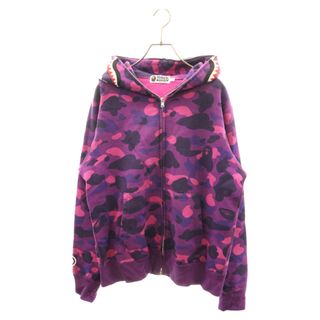 アベイシングエイプ(A BATHING APE)のA BATHING APE アベイシングエイプ SHARK FULL ZIP HOODIE カモフラ シャーク フルジップパーカー 001ZPJ701008M パープル(パーカー)