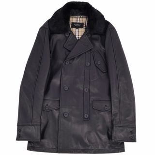 BURBERRY BLACK LABEL - 美品 バーバリー ブラックレーベル BURBERRY BLACK LABEL コート 襟ラビットファー ラムレザー メンズ L ブラック