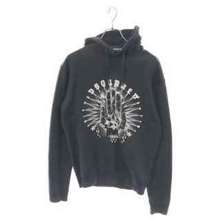 ディースクエアード(DSQUARED2)のDSQUARED2 ディースクエアード Textured 1964 Hoodie S74GU0078 フロントデザイン プルオーバーパーカー フーディー ブラック(パーカー)