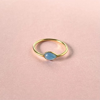 Blue Chalcedony pear ring 18kg plated(リング(指輪))