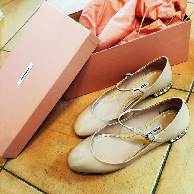 miumiu ビジューフラットシューズ35 22.5cm バレエシューズ miumiu ビジューフラットシューズ35 22.5cm バレエシューズ