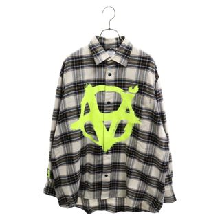 VETEMENTS ヴェトモン 22AW Double Anarchy Flannel Shirt ダブルアナーキー オーバーサイズ フランネル 長袖チェックシャツ ベージュ UE52SH800W(シャツ)