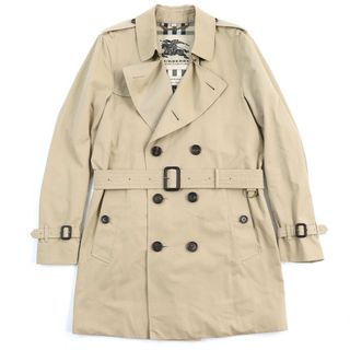 バーバリー(BURBERRY)の美品△BURBERRY バーバリー 3983339 コットン100％ Kensington ケンジントン 裏地ノバチェック柄 ベルト付き トレンチコート ベージュ 48 イングランド製 正規品 メンズ(トレンチコート)