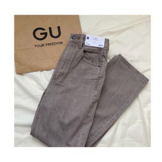 GU - GU ハイウエストストレートジーンズ(丈標準68～72cm) ブラウン