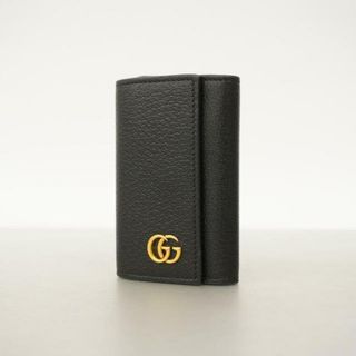 グッチ(Gucci)の【4id5041】グッチ キーケース/GGマーモント/435305/レザー/ブラック/ゴールド金具 【中古】 メンズ(キーケース)