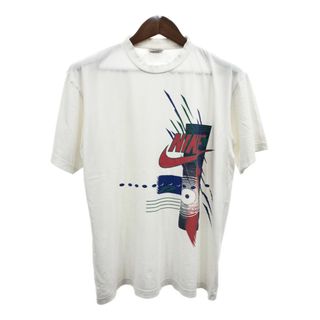 NIKE - 90年代 NIKE ナイキ グラフィックプリント 半袖Ｔシャツ スポーツ ホワイト (メンズ L) 中古 古着 Q7733